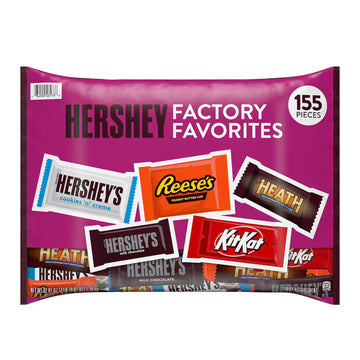 HERSHEY'S Assorted Chocolate Factory Favorites Snack Size Candy, 155 pcs.