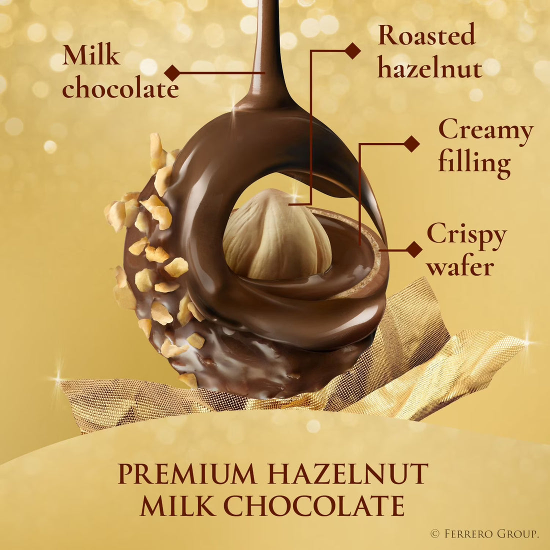 Ferrero Rocher Premium Milk Chocolate Hazelnut, 48 ct.