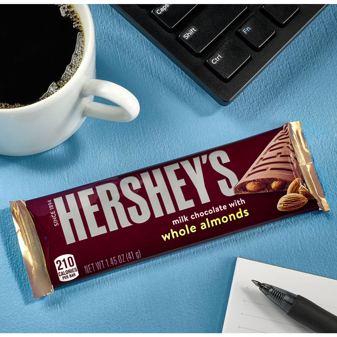 HERSHEY'S Milk Chocolate with Whole Almonds Candy Bars, Full Size, 1.45 oz., 36 pk.
