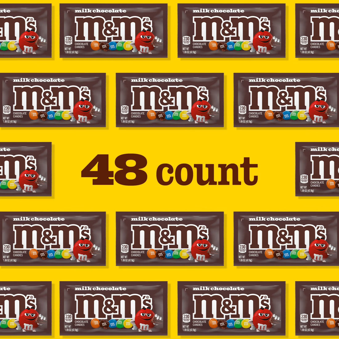 M&M'S Milk Chocolate Candy, Full Size, 1.69 oz., 48 pk.